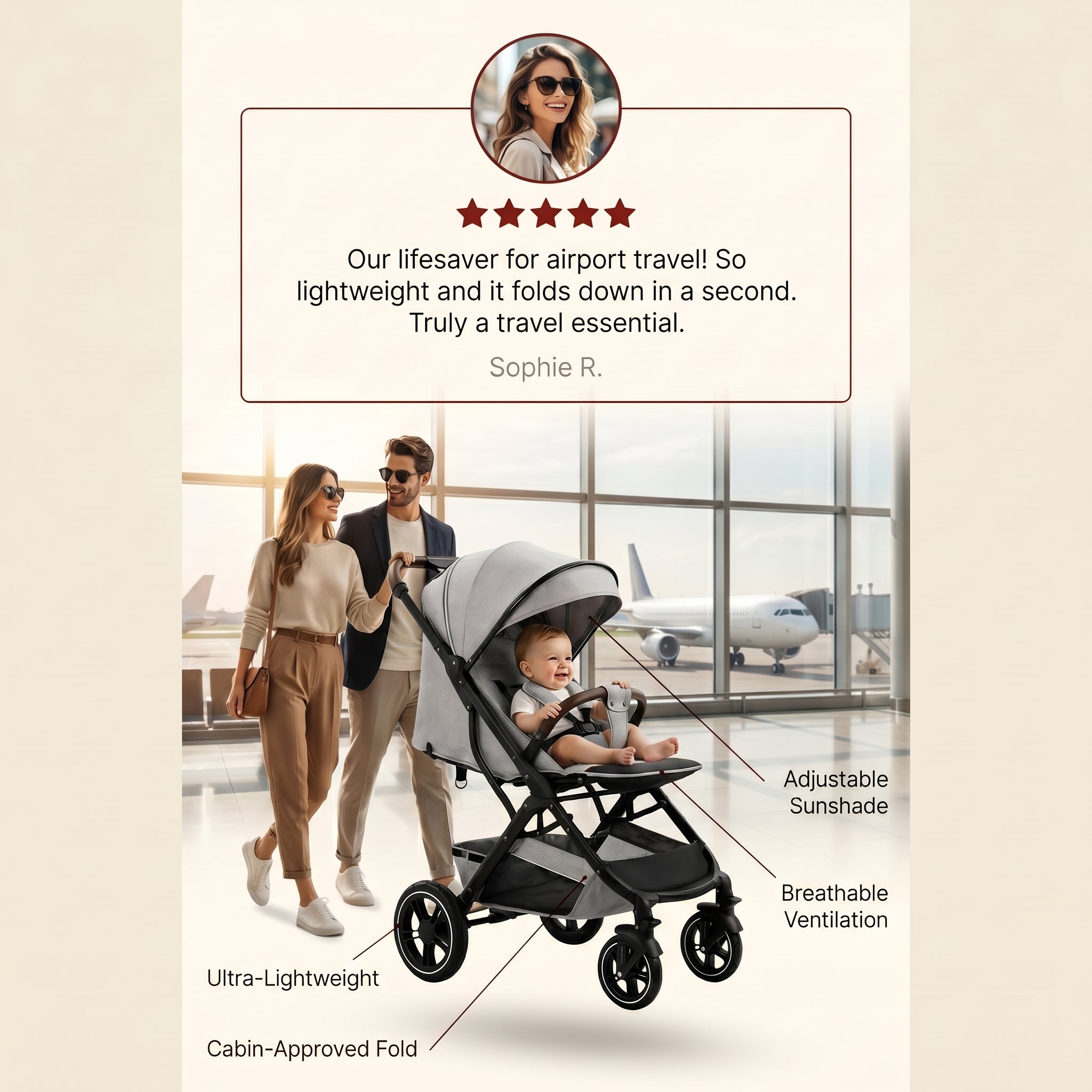 Travel Baby Stroller Ultra-lightweight  For 0-4 Year Old